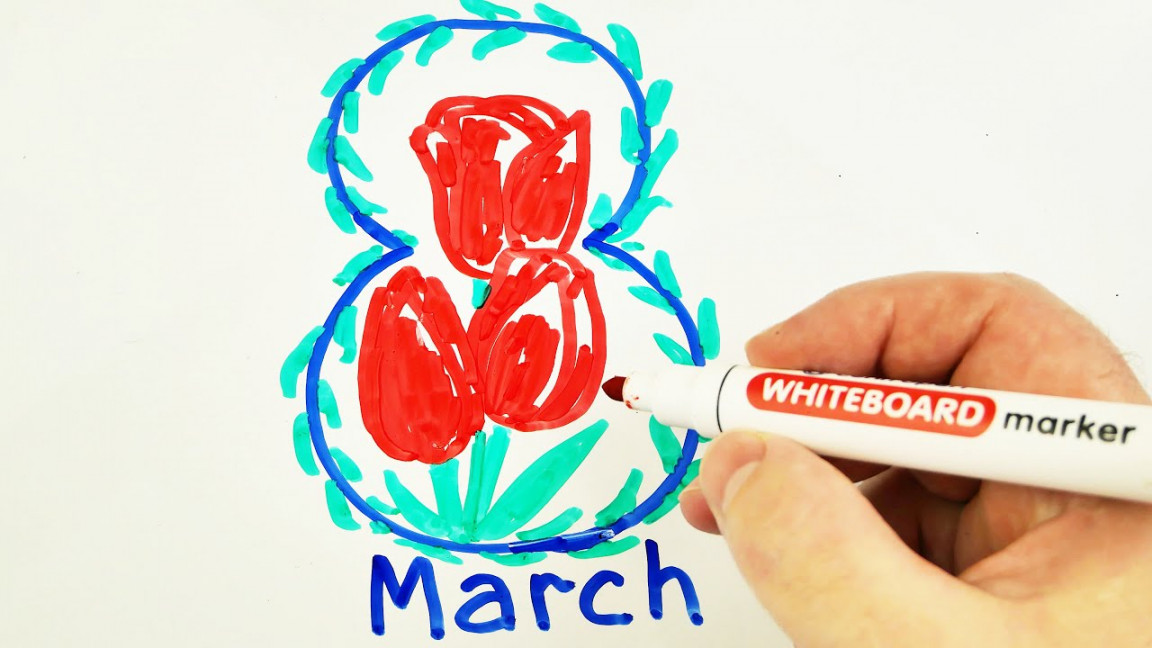 How to Draw  March Greetings Easy 💐 Drawing on a Whiteboard