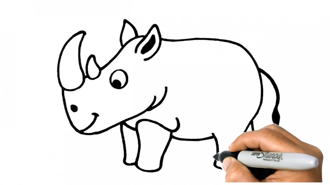 How to DRAW RHINO ( Rhinoceros ) EASY Step by Step  Animals drawing  tutorials