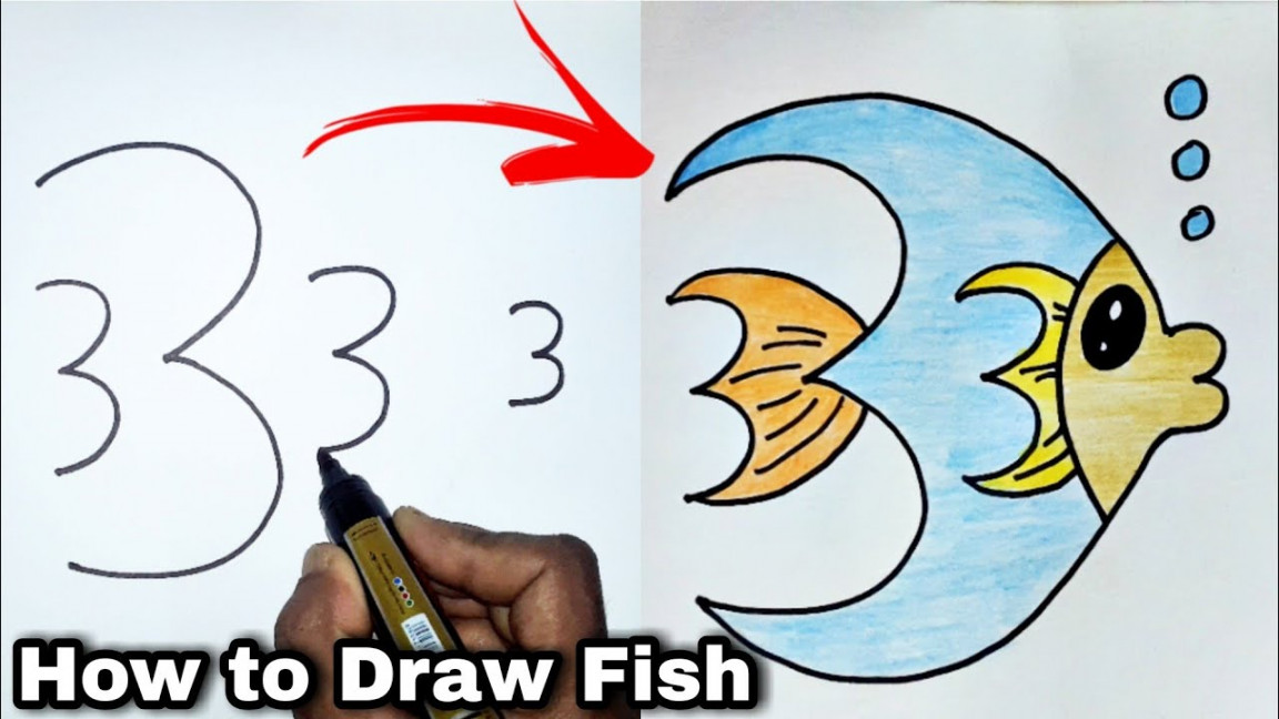 How to turn Number  into Fish 🐠 How to draw a fish for Kids easy way   Boony Boo