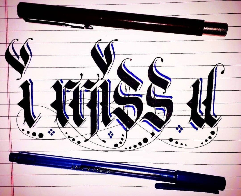 I miss u  SBG_ARTS  CALLIGRAPHY  Chicano drawings, Calligraphy