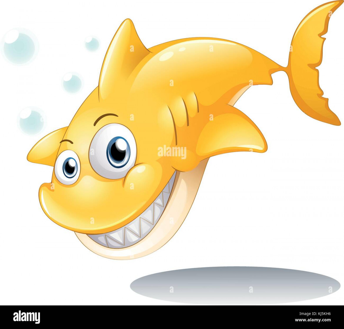 Illustration of a golden yellow shark on a white background Stock