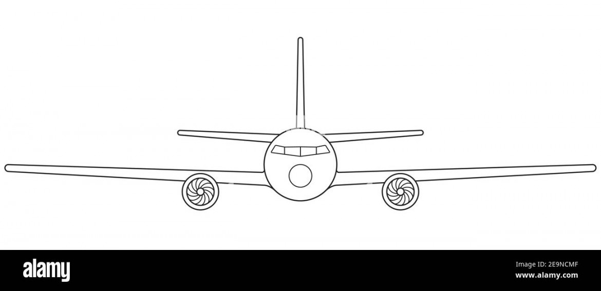 Illustration of the contour aeroplane front view Stock Vector