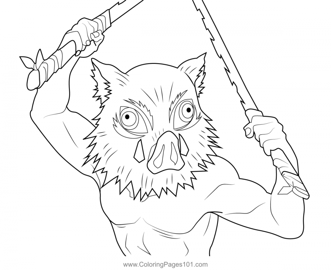 Inosuke Hashibira Demon Slayer Coloring Page  Coloring book art