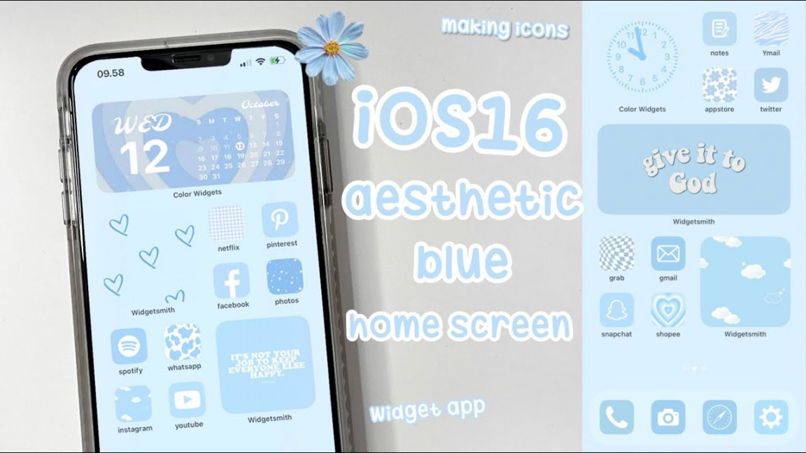 iOS Aesthetic Light Blue homescreen🐳  make your phone aesthetic