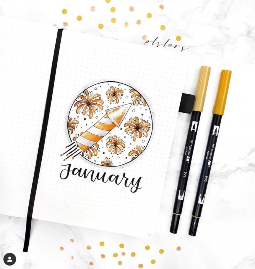 January Bullet Journal Fireworks Theme - The Smart Wander