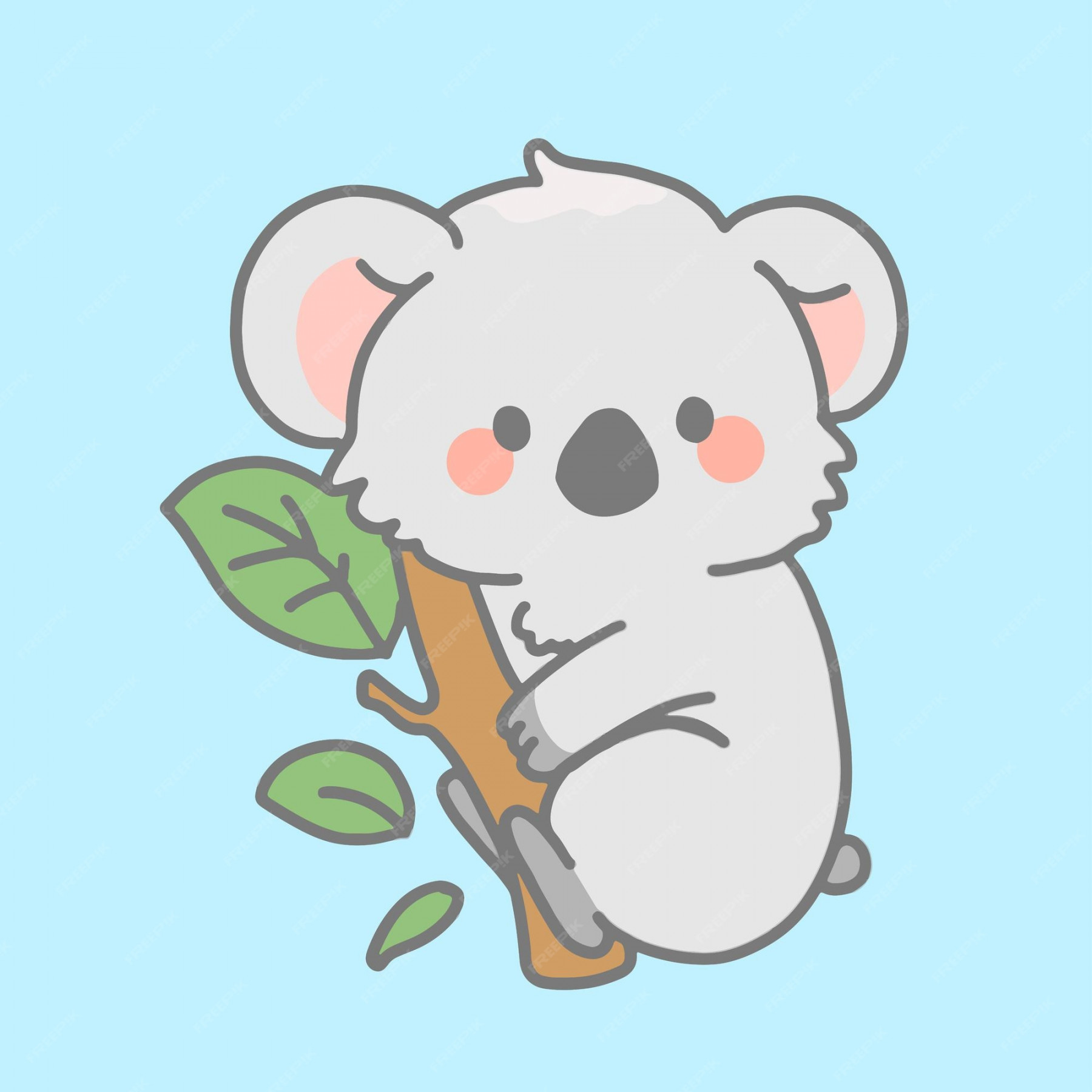 Kawaii niedliche vektor-koala-cartoon-stil-zeichnungsillustration