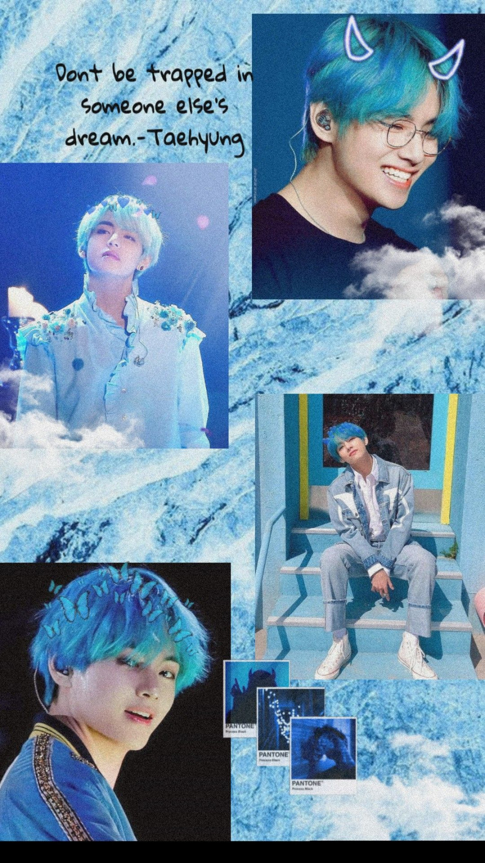 kim taehyung - v aesthetic lockscreen wallpaper blue  Bts v