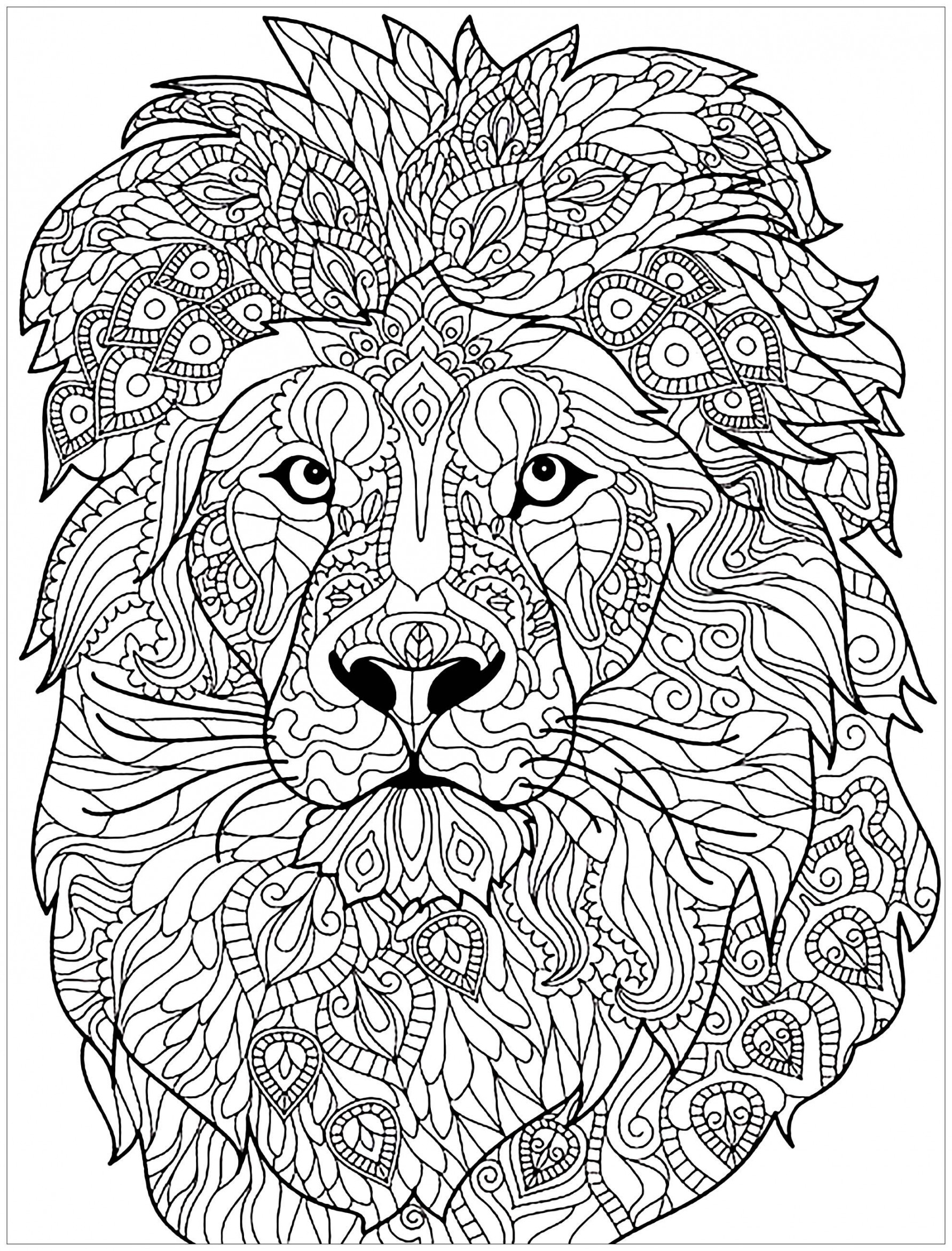 Lion and complex patterns - Lions Coloring Pages - Just Color