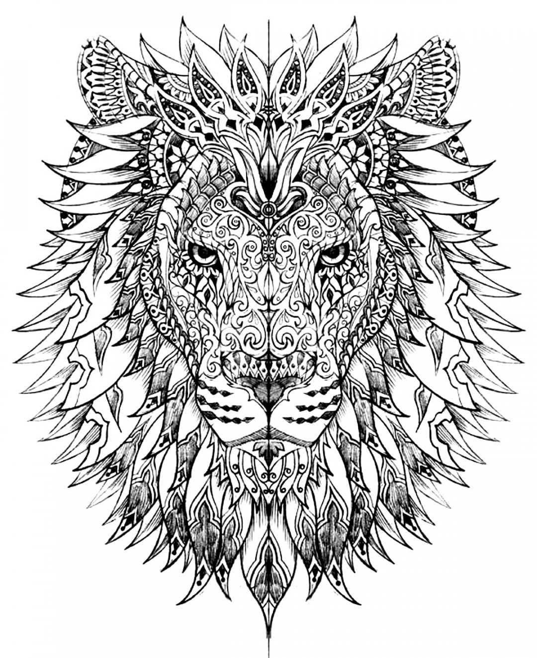 Lion head - Lions Adult Coloring Pages