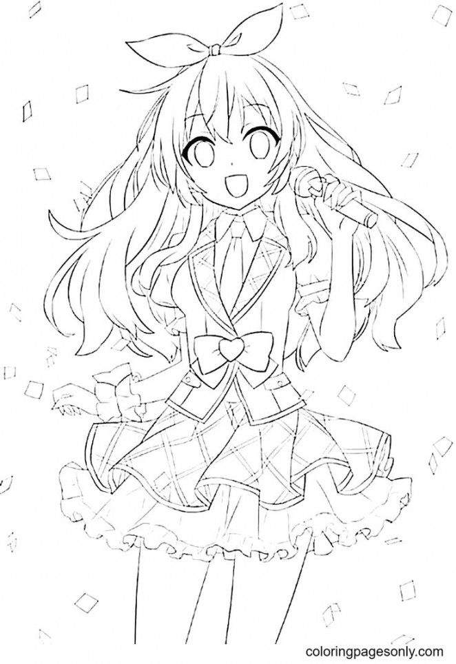 Long Hair Anime Girl Coloring Pages - Coloring Pages For Kids And