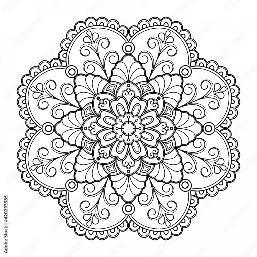 Mandala Coloring book art, wallpaper design, tile pattern, shirt