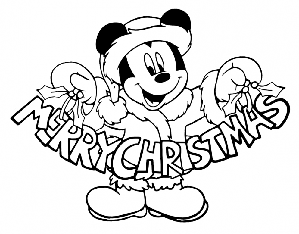 Mickey Merry Christmas Coloring Page