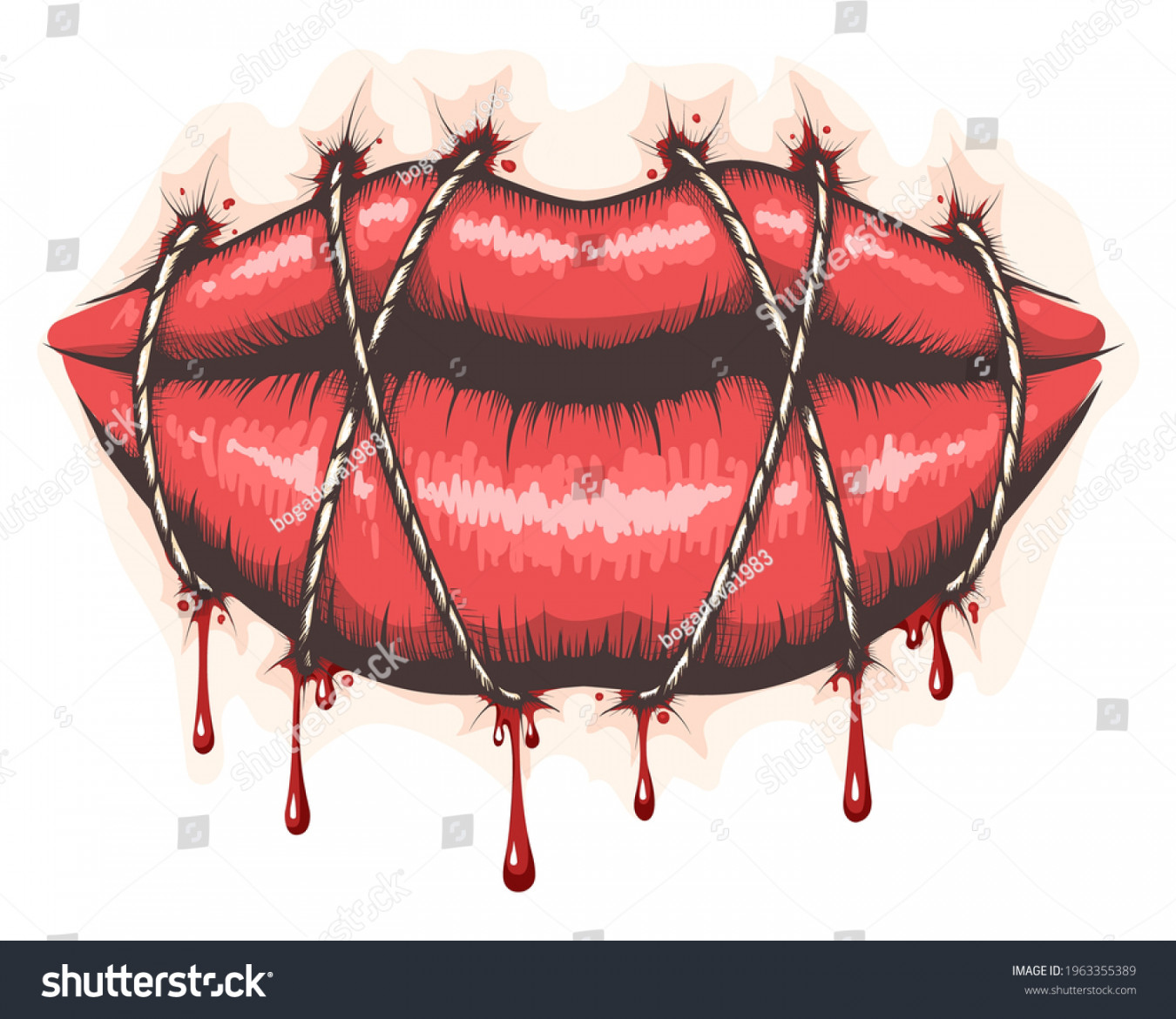 Mouth Stitched Shut Images, Stock Photos, D objects, & Vectors