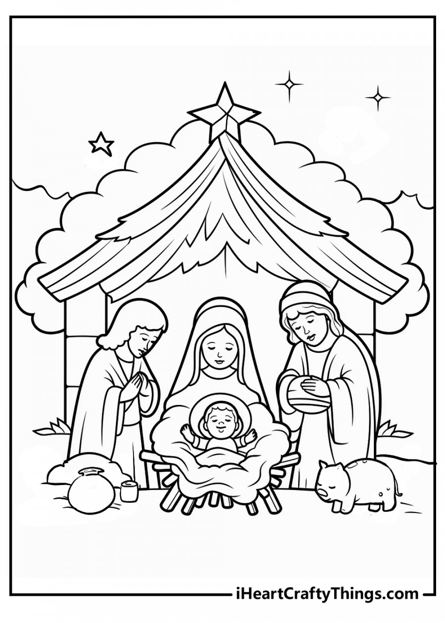 Nativity Coloring Pages (% Free Printables)