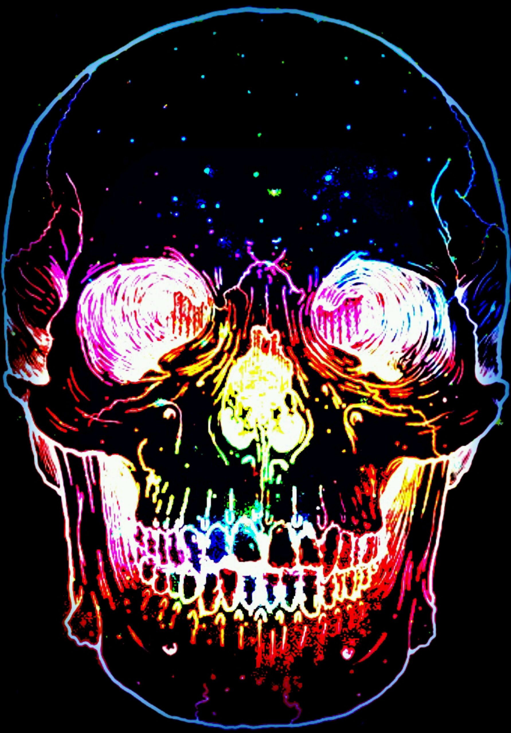 Neon Glow Skull Graphic Art  Skull drawing, Drawings, Art drawings