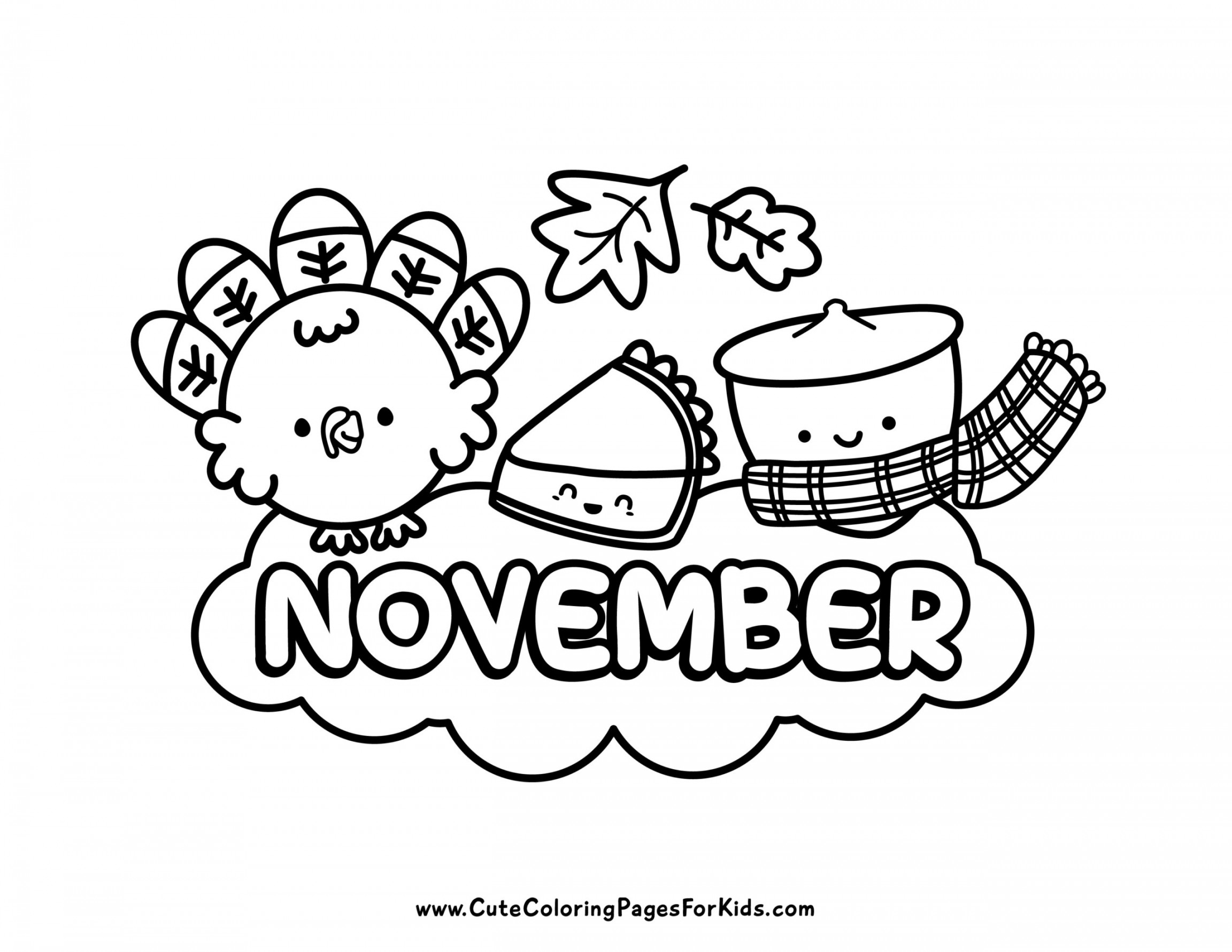 November Coloring Pages:  Free Printables for Kids - Cute