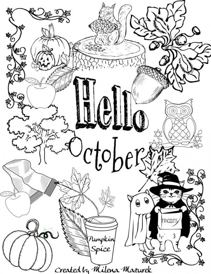 October Coloring Pages Free Hello October Coloring Page Download