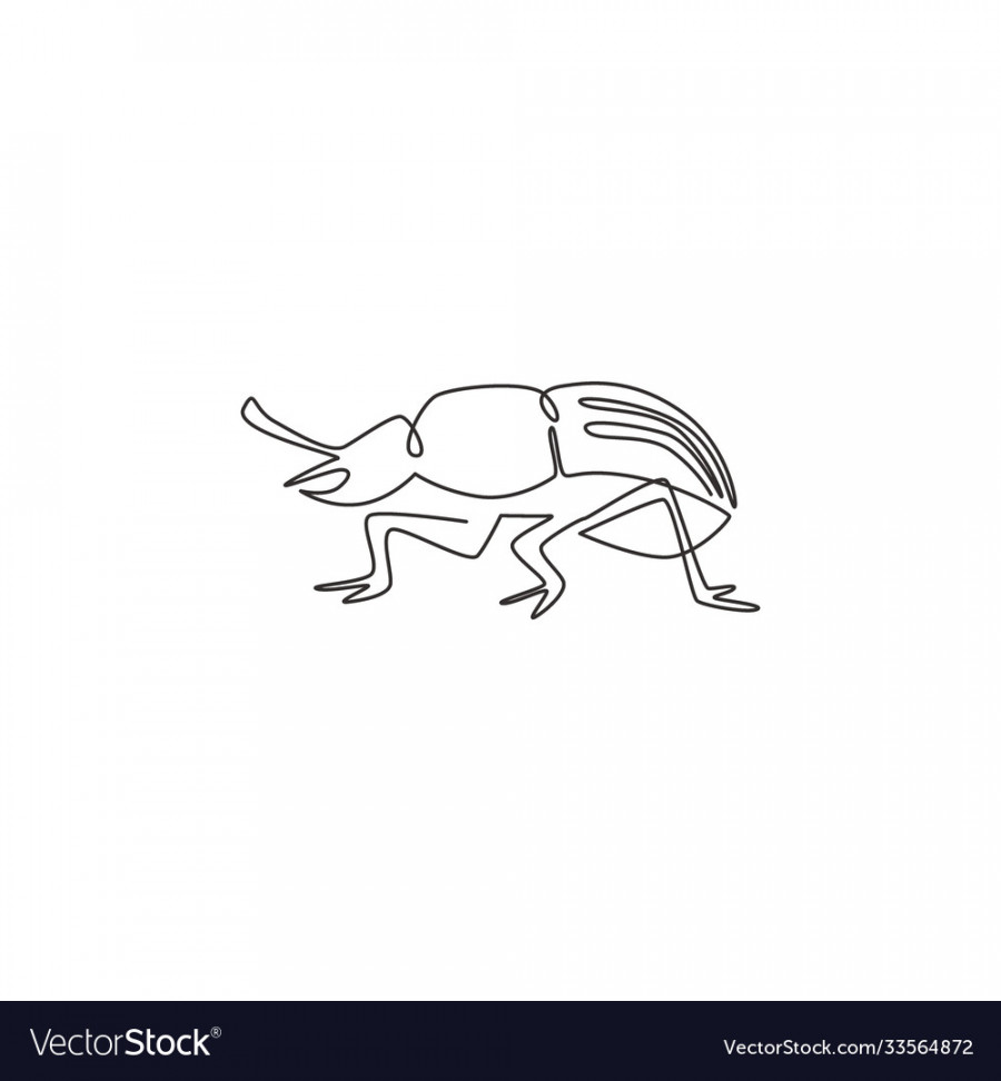 One continuous line drawing cute beetle Royalty Free Vector