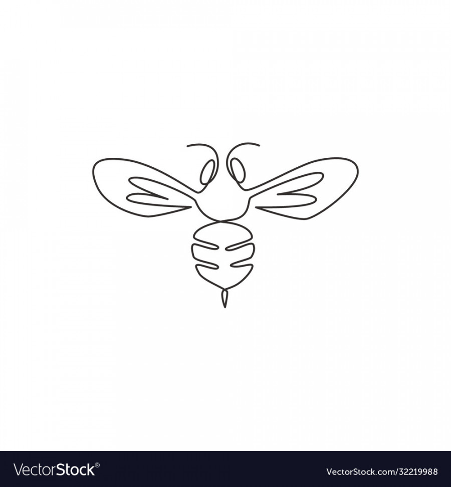 One continuous line drawing elegant bee Royalty Free Vector