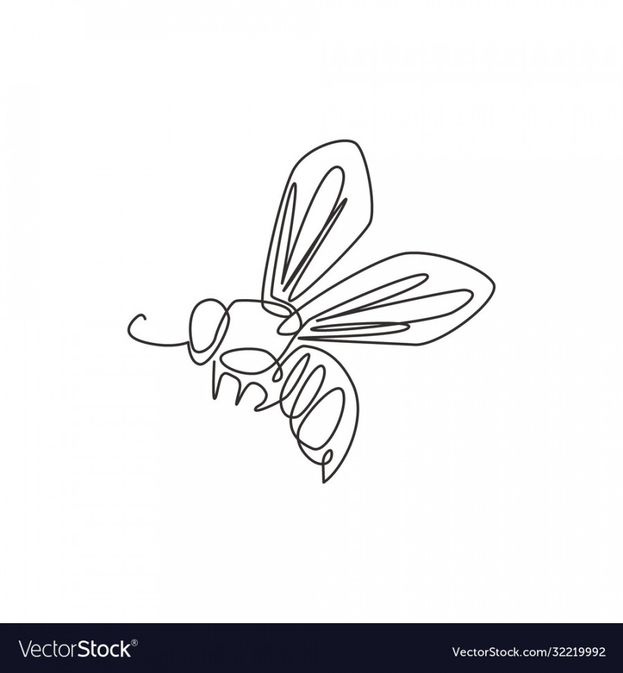 One single line drawing cute bee for company Vector Image