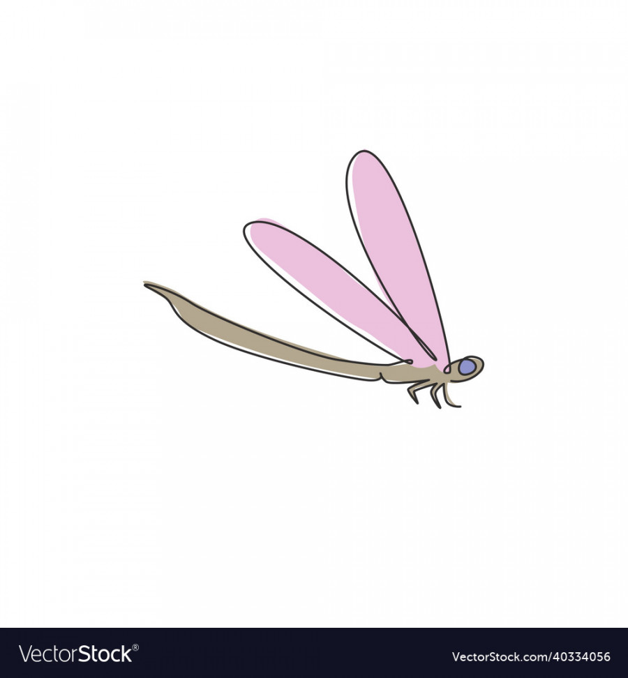 One single line drawing of cute dragonfly Vector Image