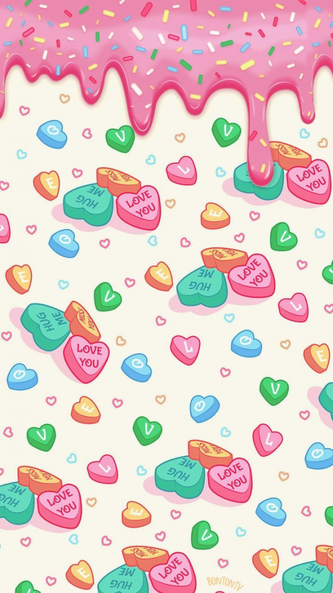 Pink Candy Hearts Valentines Wallpaper iPhone - Valentines Day