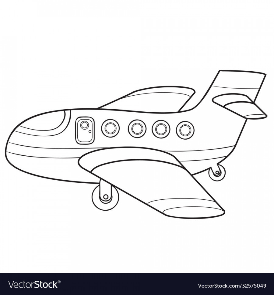 Plane sketch coloring book cartoon isolated Vector Image