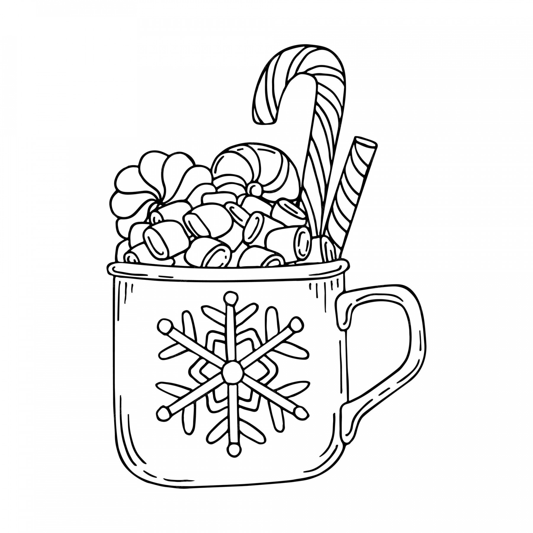 Premium Vector  Coloring page christmas cup of drink and sweets