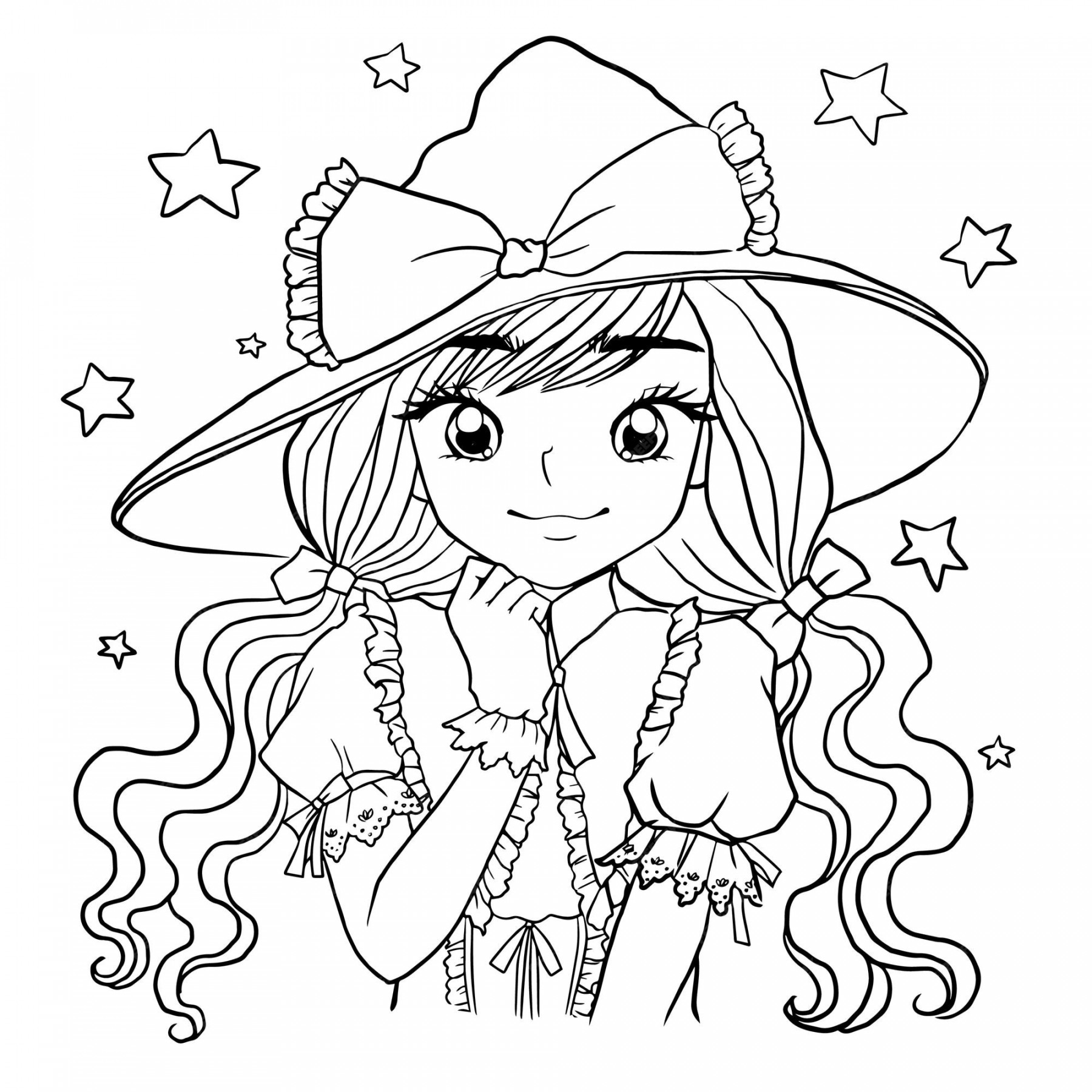 Premium Vector  Coloring pages cute girls anime manga kawaii kids