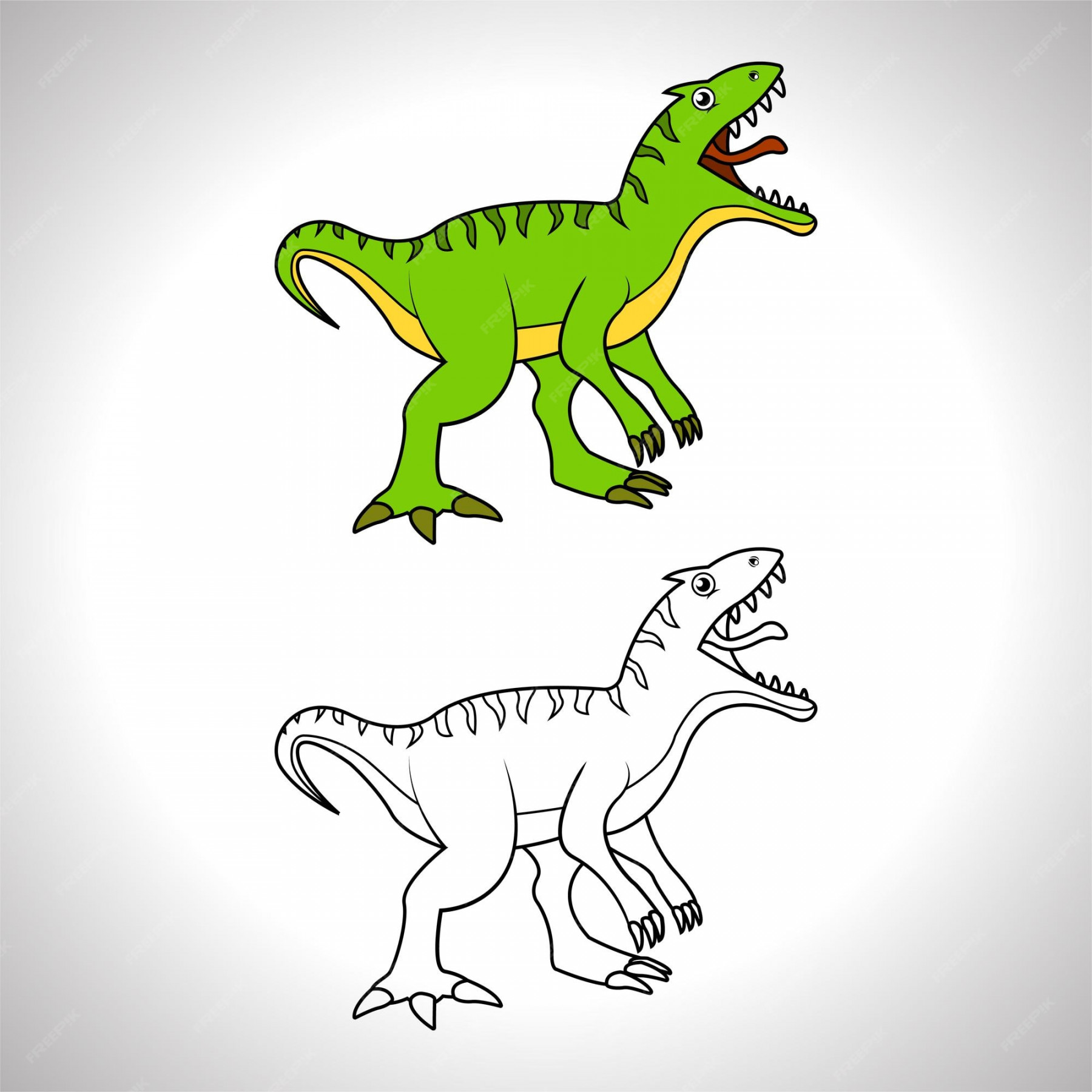 Premium Vector  Cute dinosaur cartoon with line art, dinosaur for