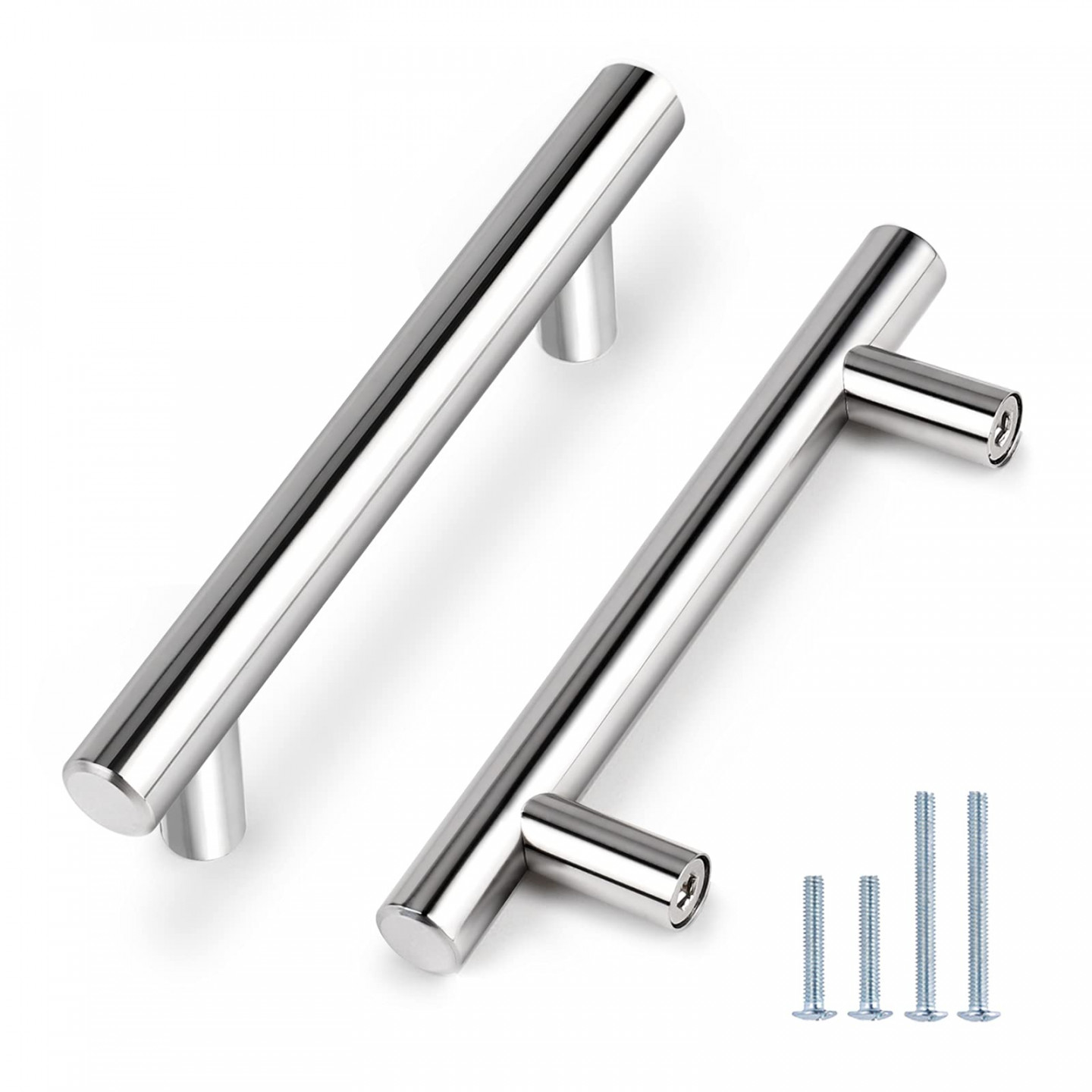 Probrico  Pack  -/ Inch Polished Chrome Cabinet Pulls,  Inches Total  Length, Stainless Steel Kitchen Cabinet Hardware, Chrome Drawer Pulls