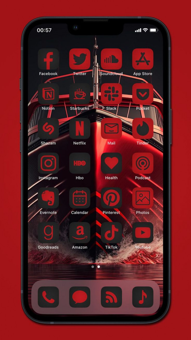 Red and Black App Icons iPhone Theme Pack Aesthetic Red App - Etsy