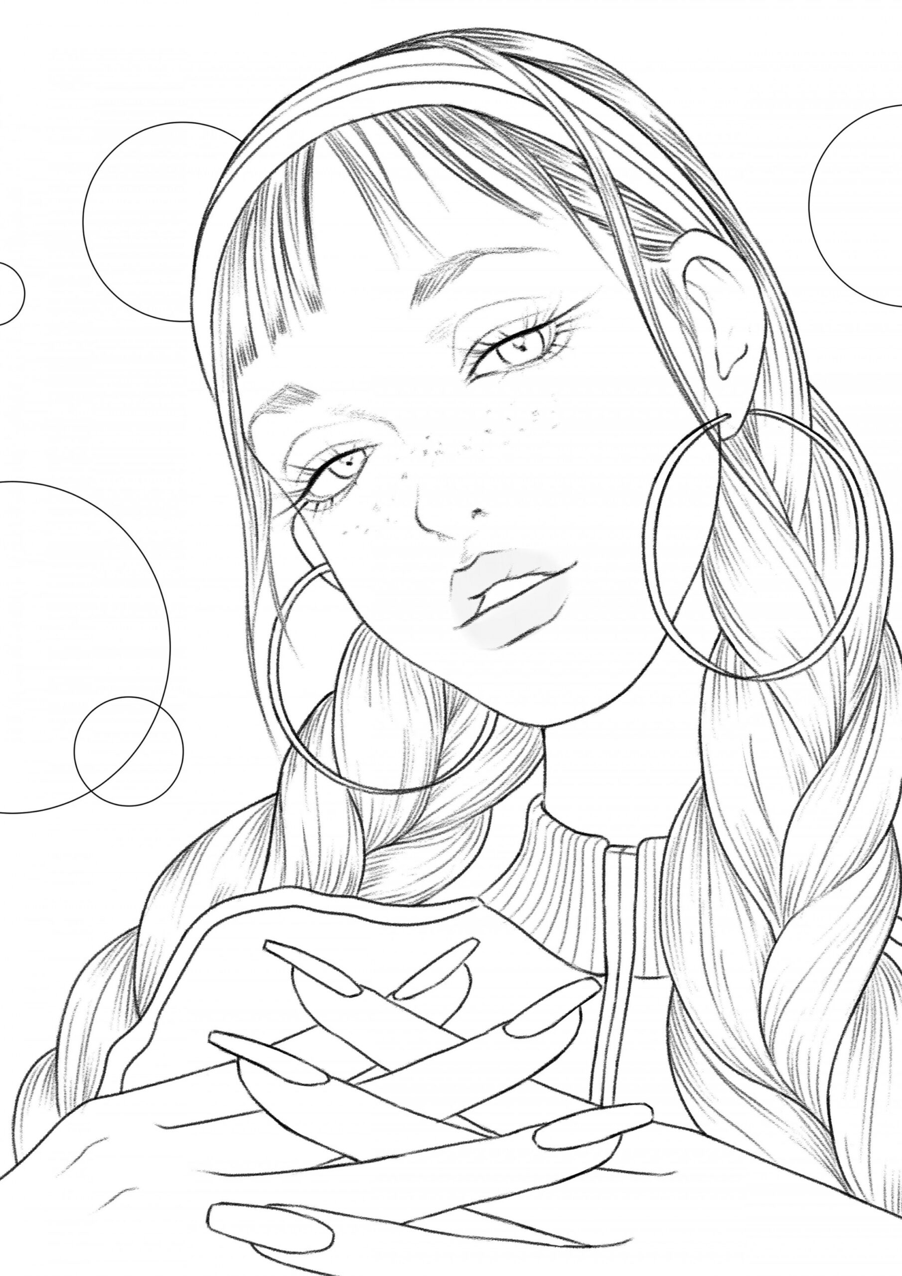 Retro Girl Coloring Page for Adults Printable Coloring Page - Etsy