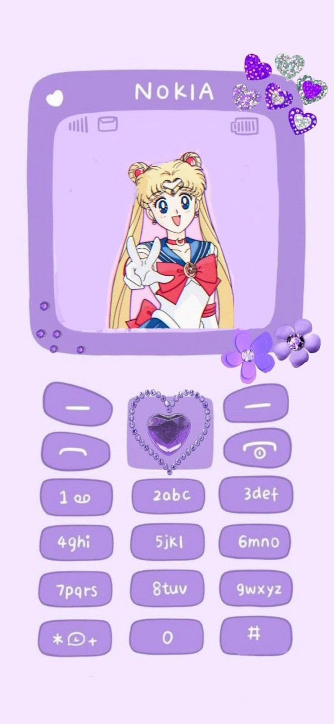 sailor moon 🌙 z flip dial lockscreen wallpaper purple nokia