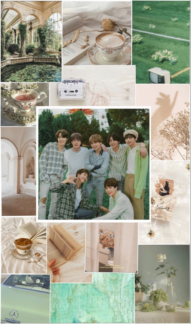 Stunning BTS Wallpaper in Green Aesthetic