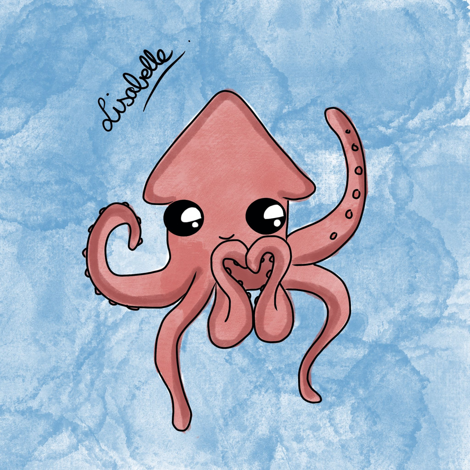 Sweet squid sends you love  Squid drawing, Baby animal drawings