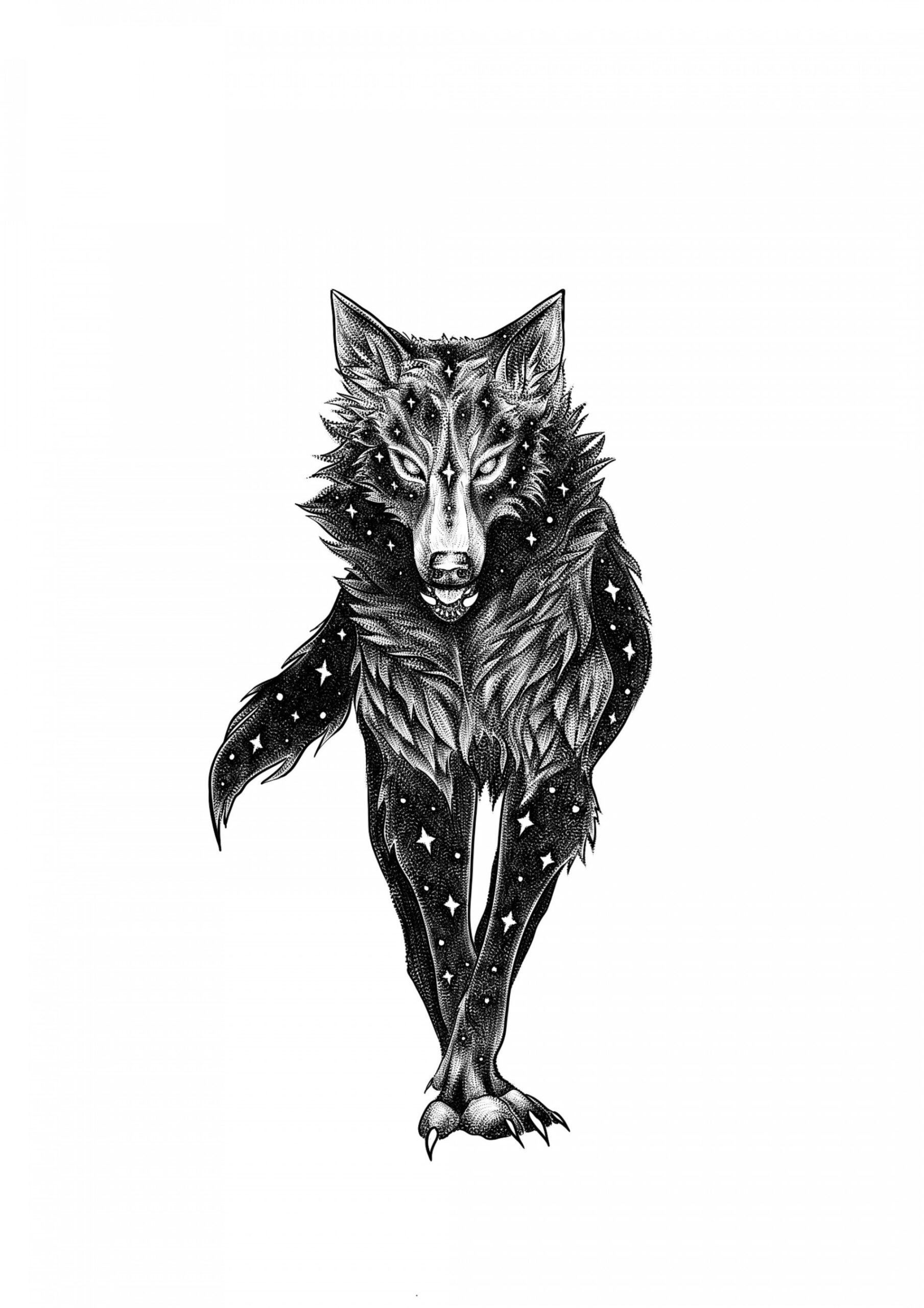 Tattoo Motiv Wolf  Minimalistische Wolf Zeichnung druckbare Kunst