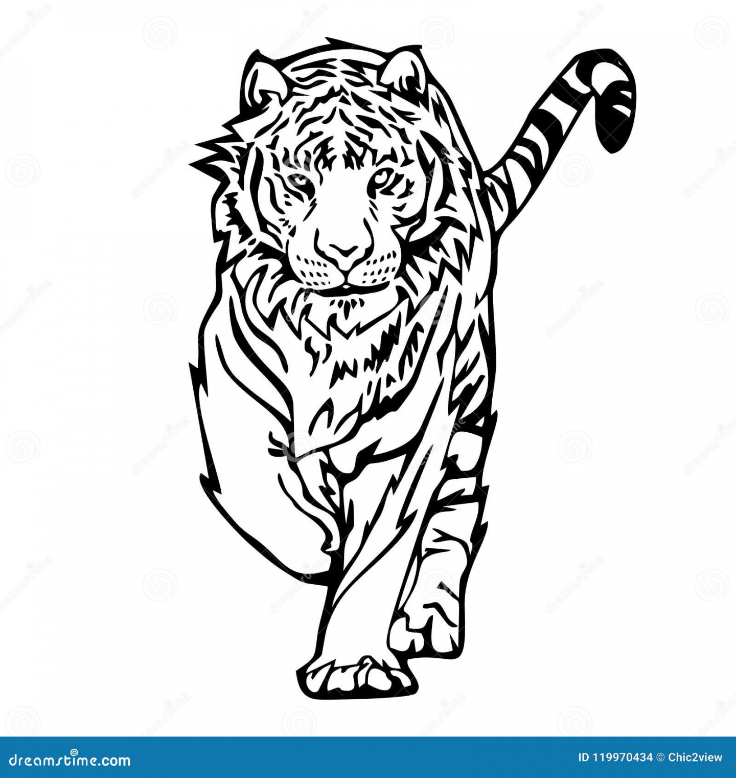 Tiger Walking Tattoo Stock Illustrations –  Tiger Walking