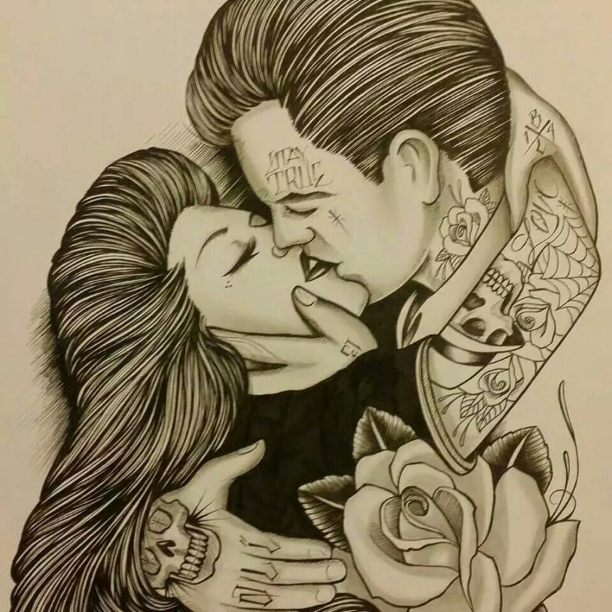 True gangster love!  Chicano art, Chicano drawings, Cholo art