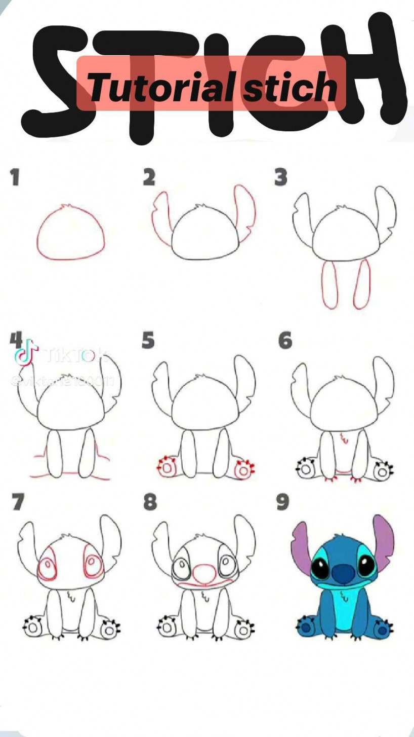 Tutorial stich  Lilo and stitch drawings, Easy disney drawings