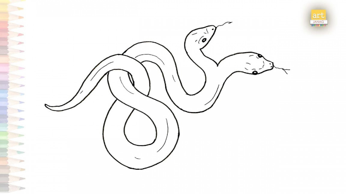 Two heads Snake drawing  Dibujo de serpiente de dos cabezas  How to draw  Two headed Snake Easy