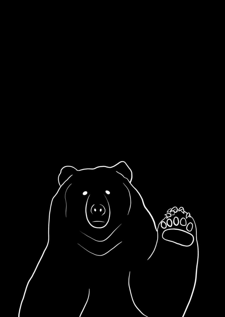 Waving Bear Drawing Phone Lock Screen  Black bears art, Bear