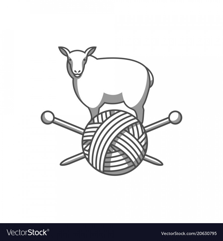 Wool emblem with sheep tangle of yarn Royalty Free Vector