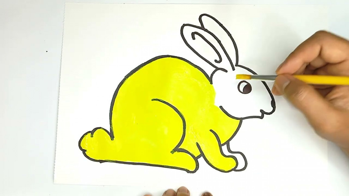 Yellow Rabbit Drawing, Painting and Coloring for Kids, Toddlers  How to  Draw, Paint Animals