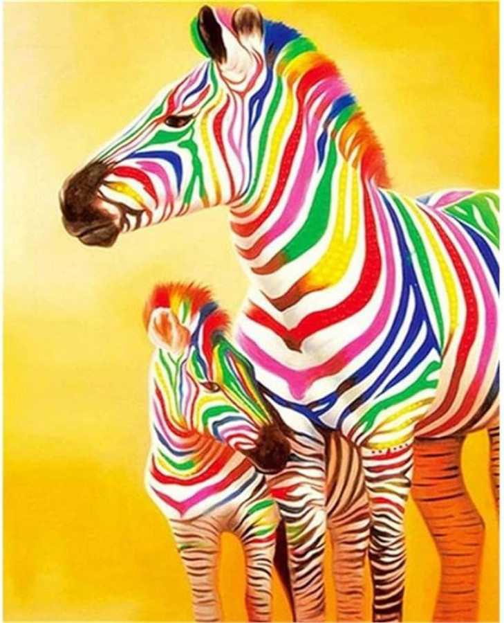 YSCOLOR DIY Pictures by Numbers Colour Zebra Drawing on Canvas