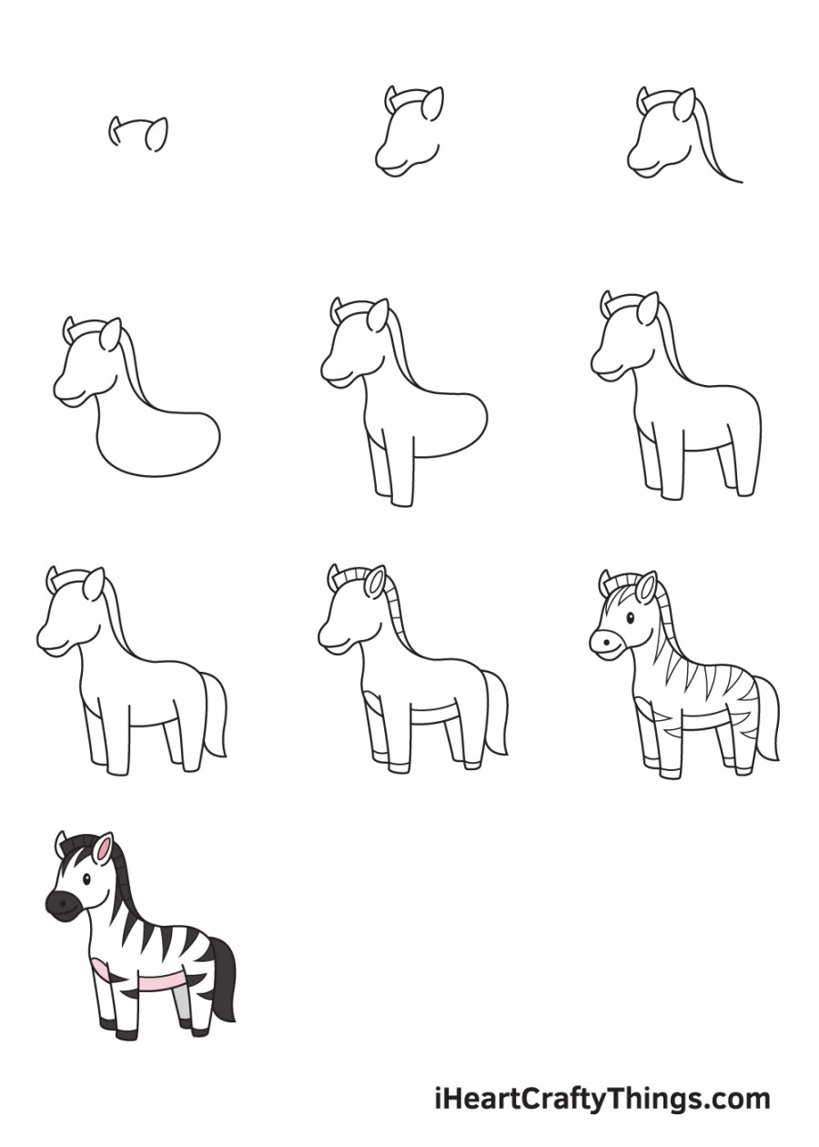 Zebra Drawing - How To Draw A Zebra Step By Step