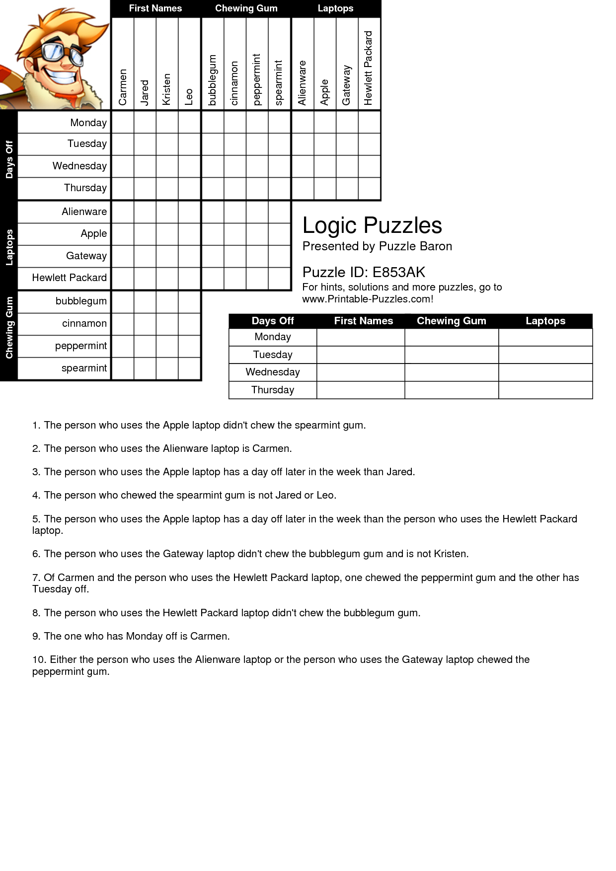 56 Worksheet Logic Puzzles Printable 15