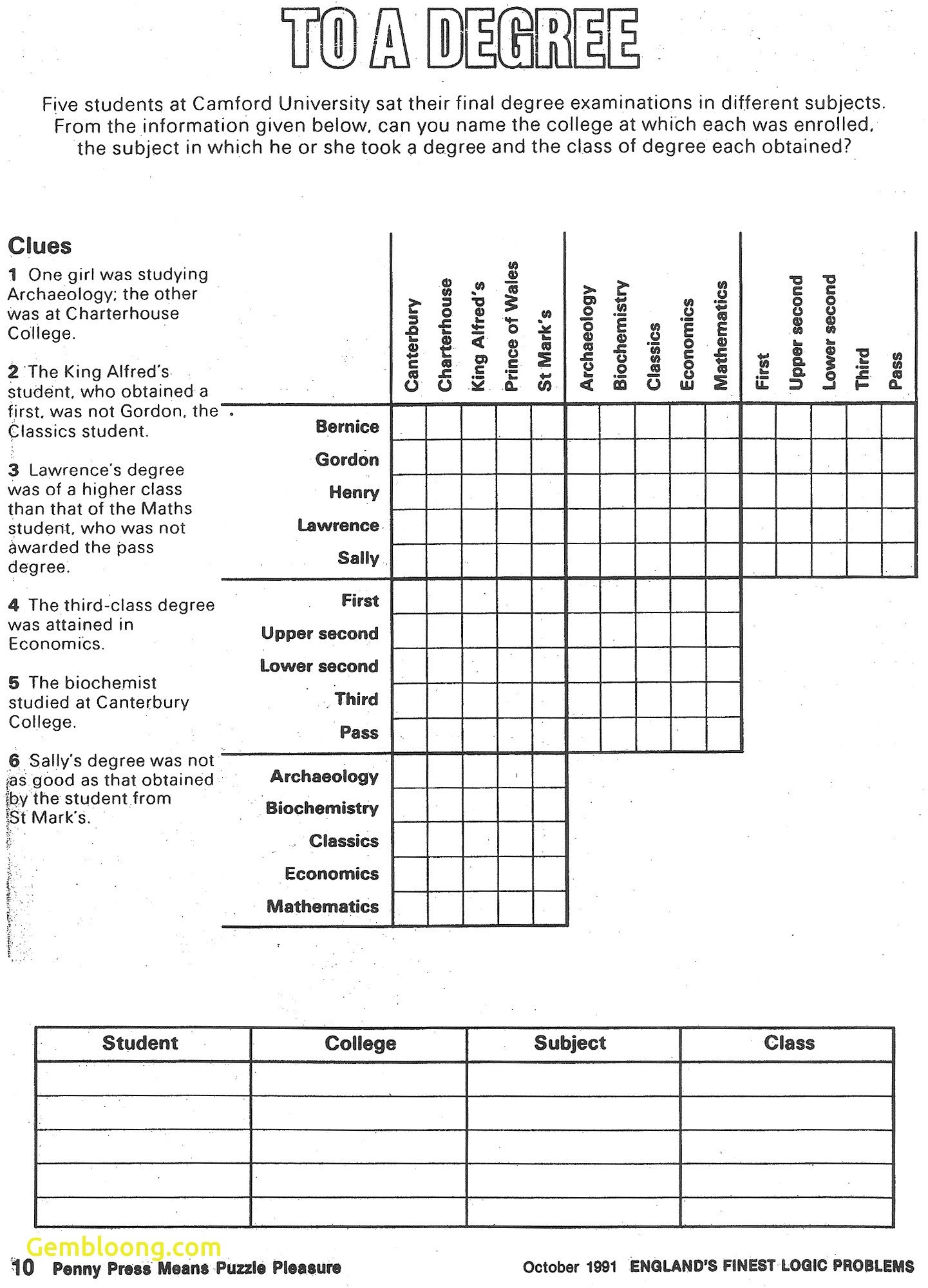 56 Worksheet Logic Puzzles Printable 2