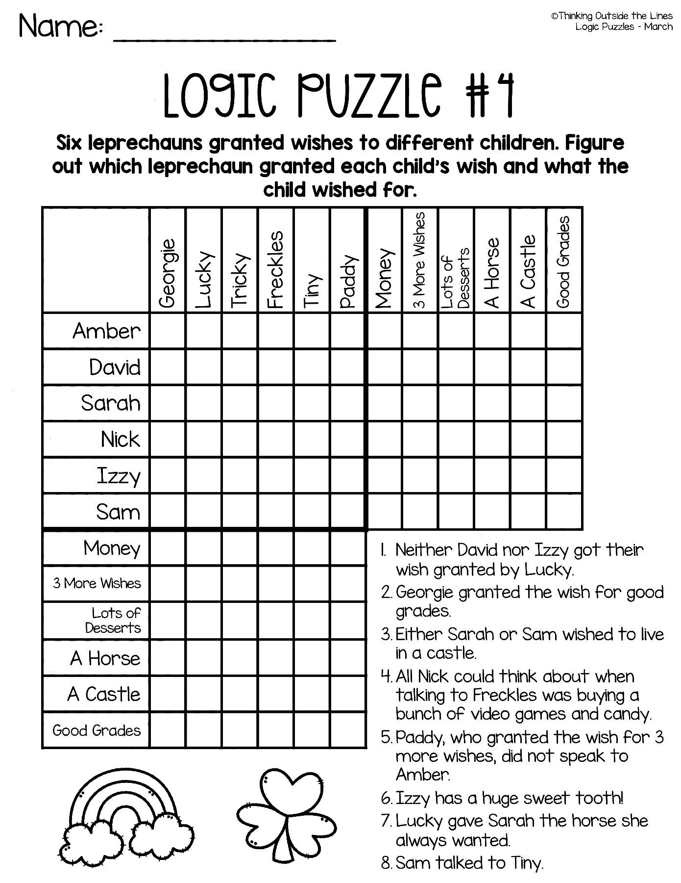 56 Worksheet Logic Puzzles Printable 23