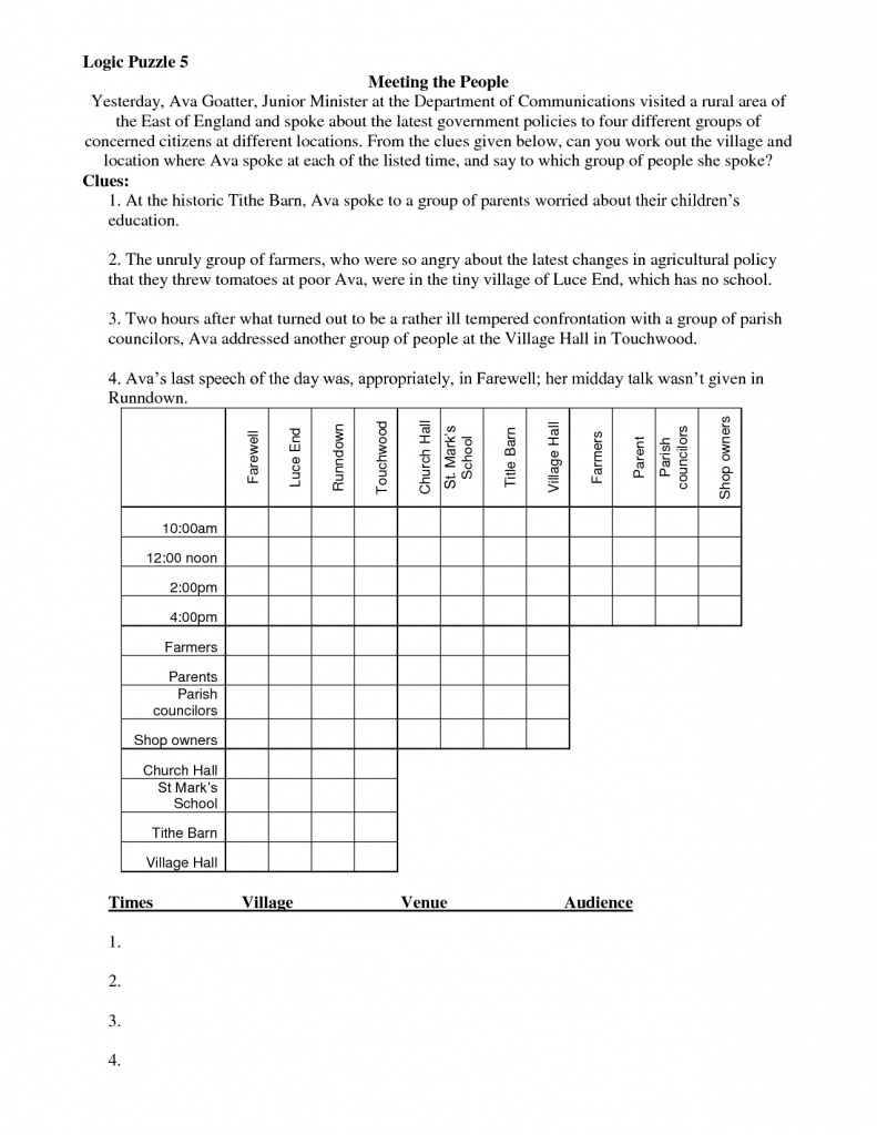 56 Worksheet Logic Puzzles Printable 24